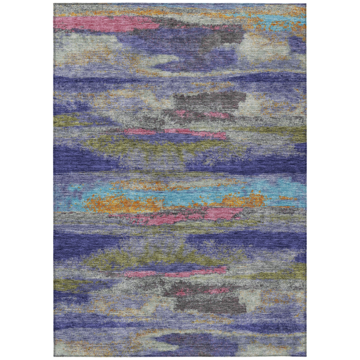 612522 5 x 8 ft. Lavender, Pink & Blue Abstract Washable Indoor & Outdoor Rectangle Area Rug