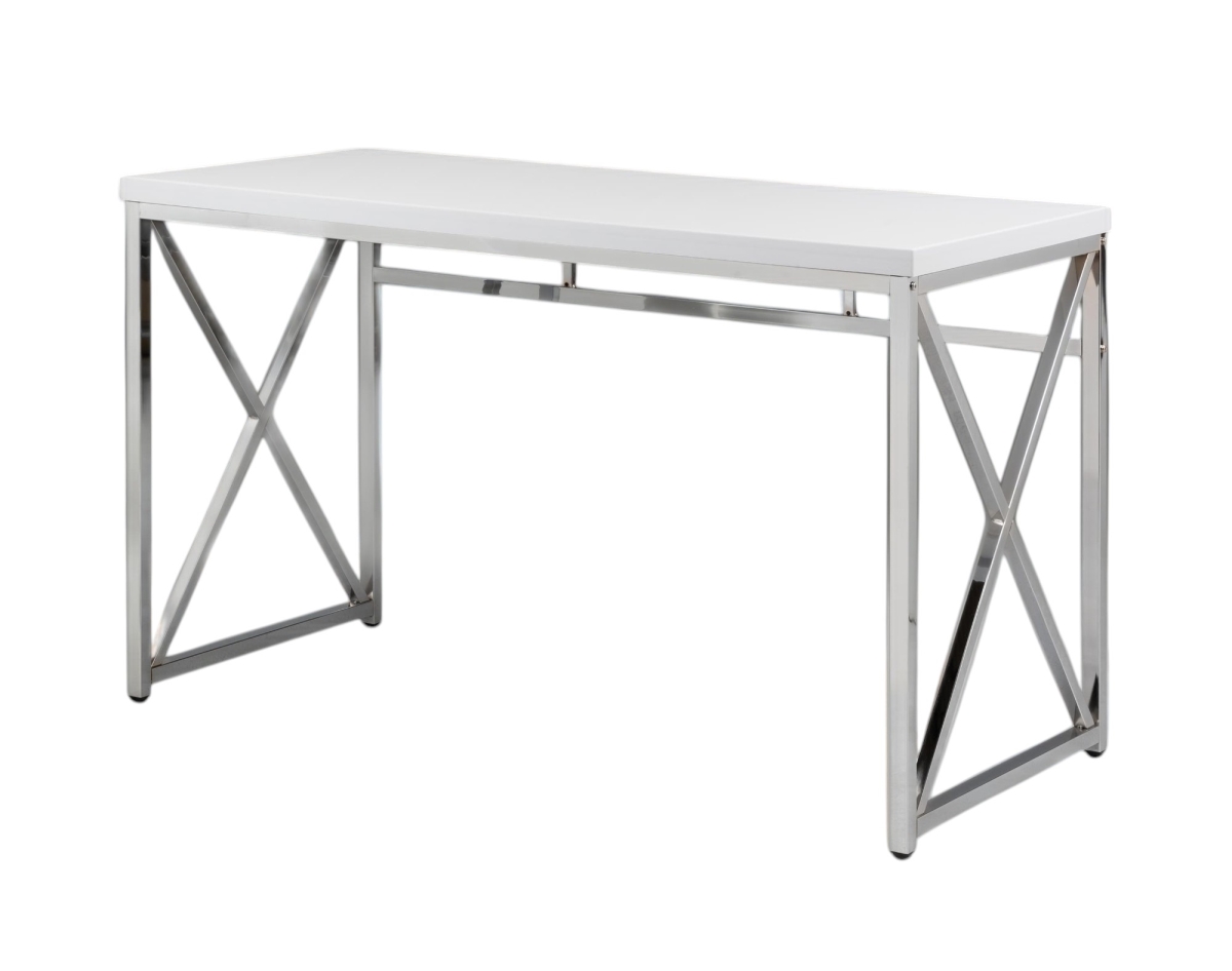 554207 47 in. White & Silver Wood & Metal Computer Desk