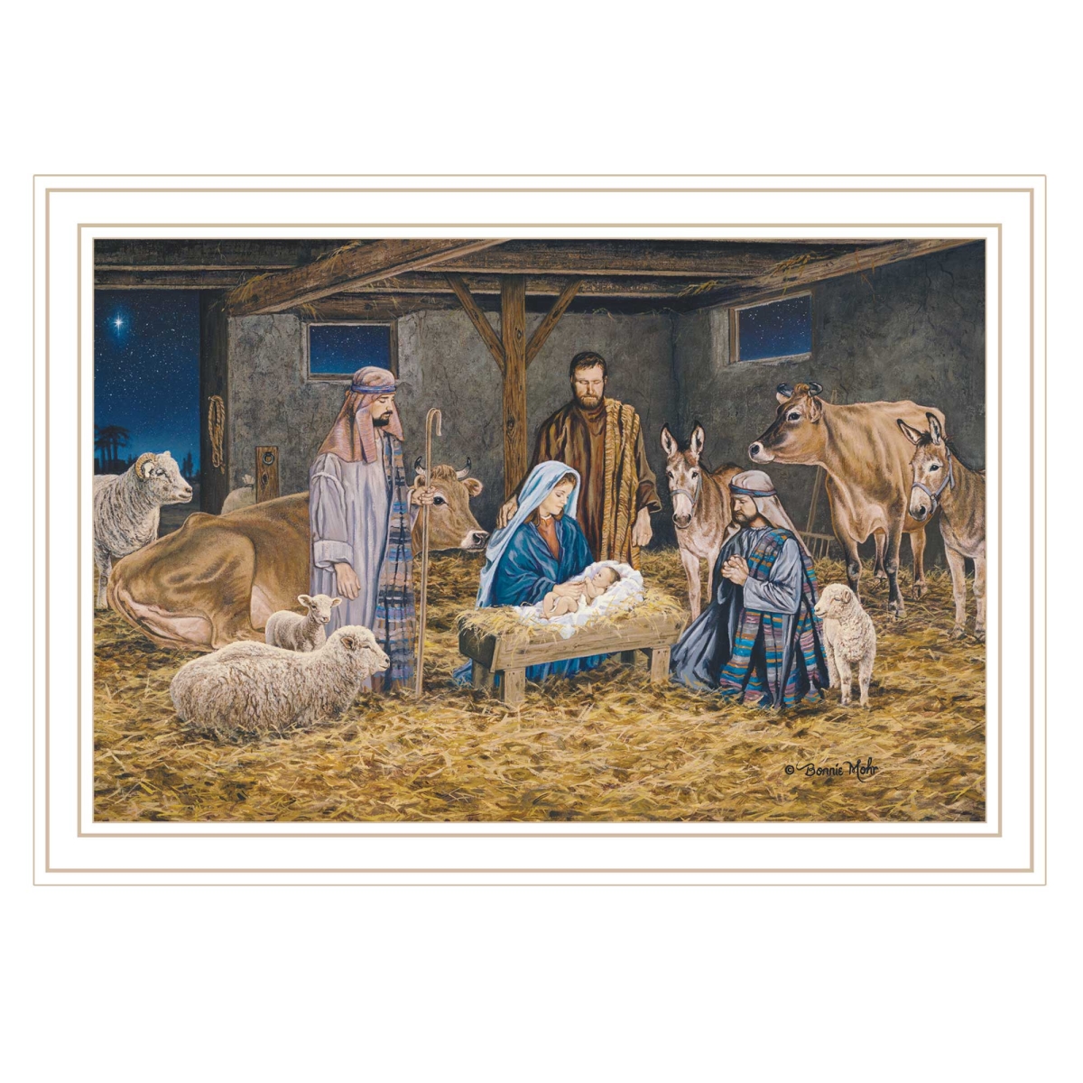 572096 The Birth of Christ White Framed Wall Art
