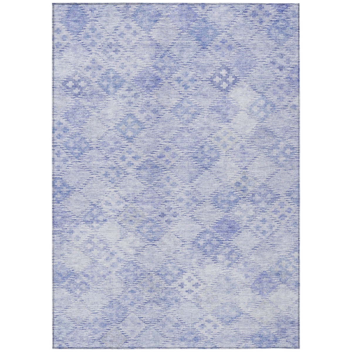 603294 5 x 8 ft. Sky Blue & Ivory Geometric Washable Indoor & Outdoor Rectangle Area Rug