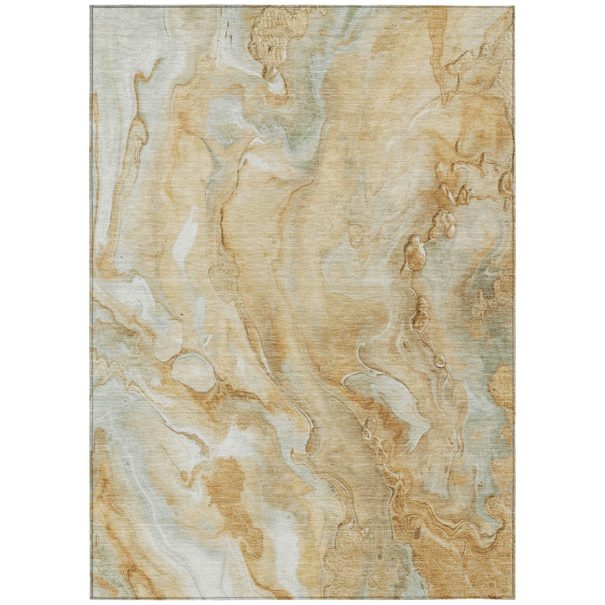 618364 3 x 5 ft. Gold & Silver Abstract Washable Indoor & Outdoor Rectangle Area Rug