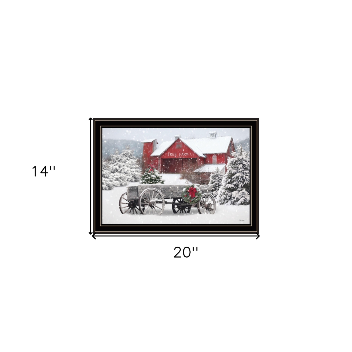 572025 Tree Farm Wagon Black Framed Wall Art
