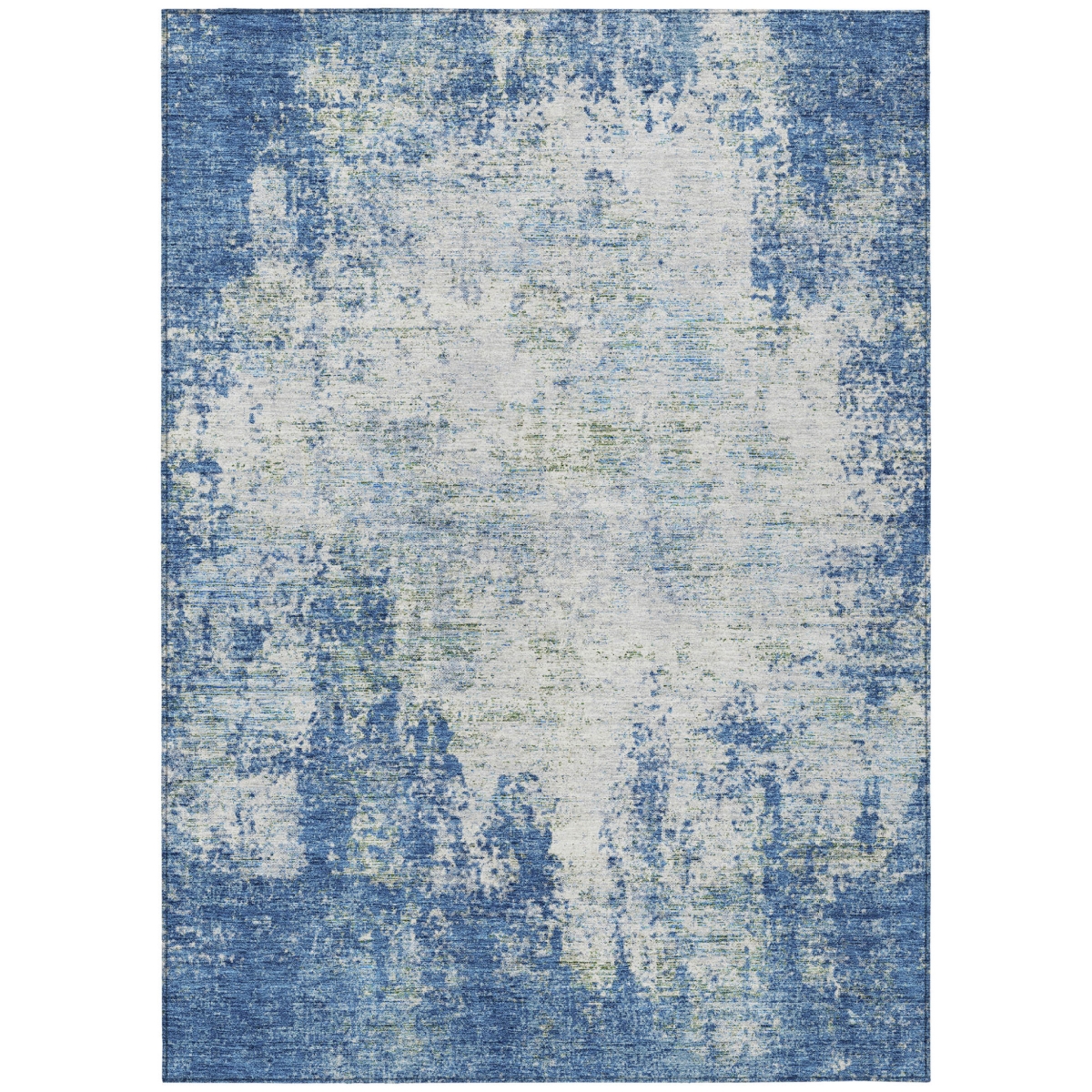 612321 10 x 14 ft. Denim Blue & Ivory Abstract Washable Indoor & Outdoor Rectangle Area Rug