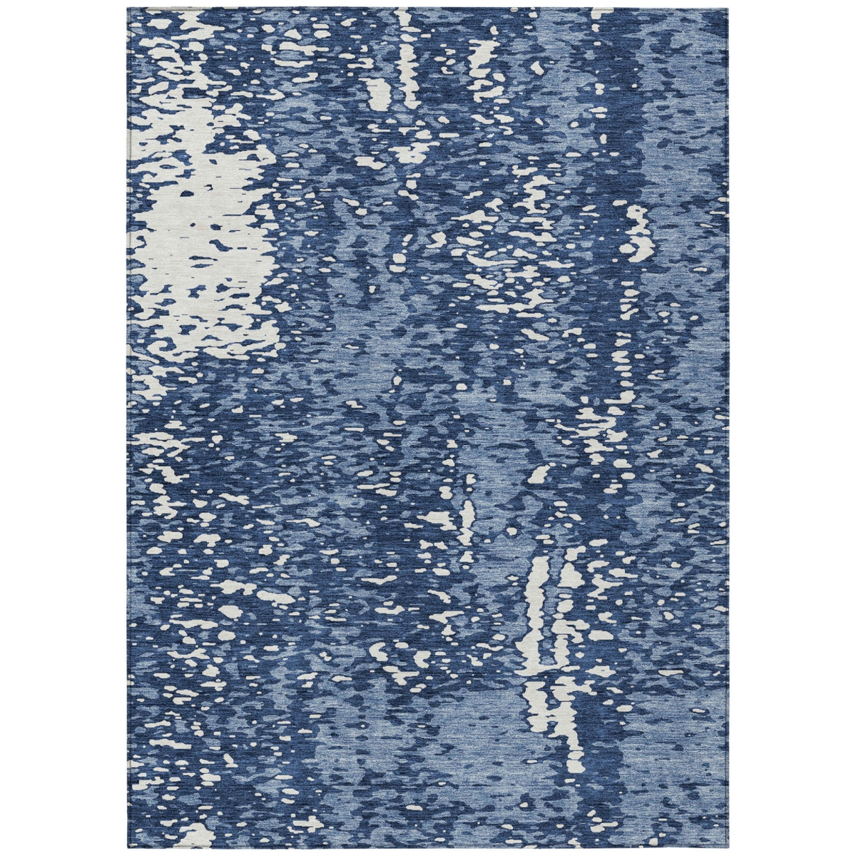 612934 10 x 14 ft. Denim Blue & Ivory Abstract Washable Indoor & Outdoor Rectangle Area Rug