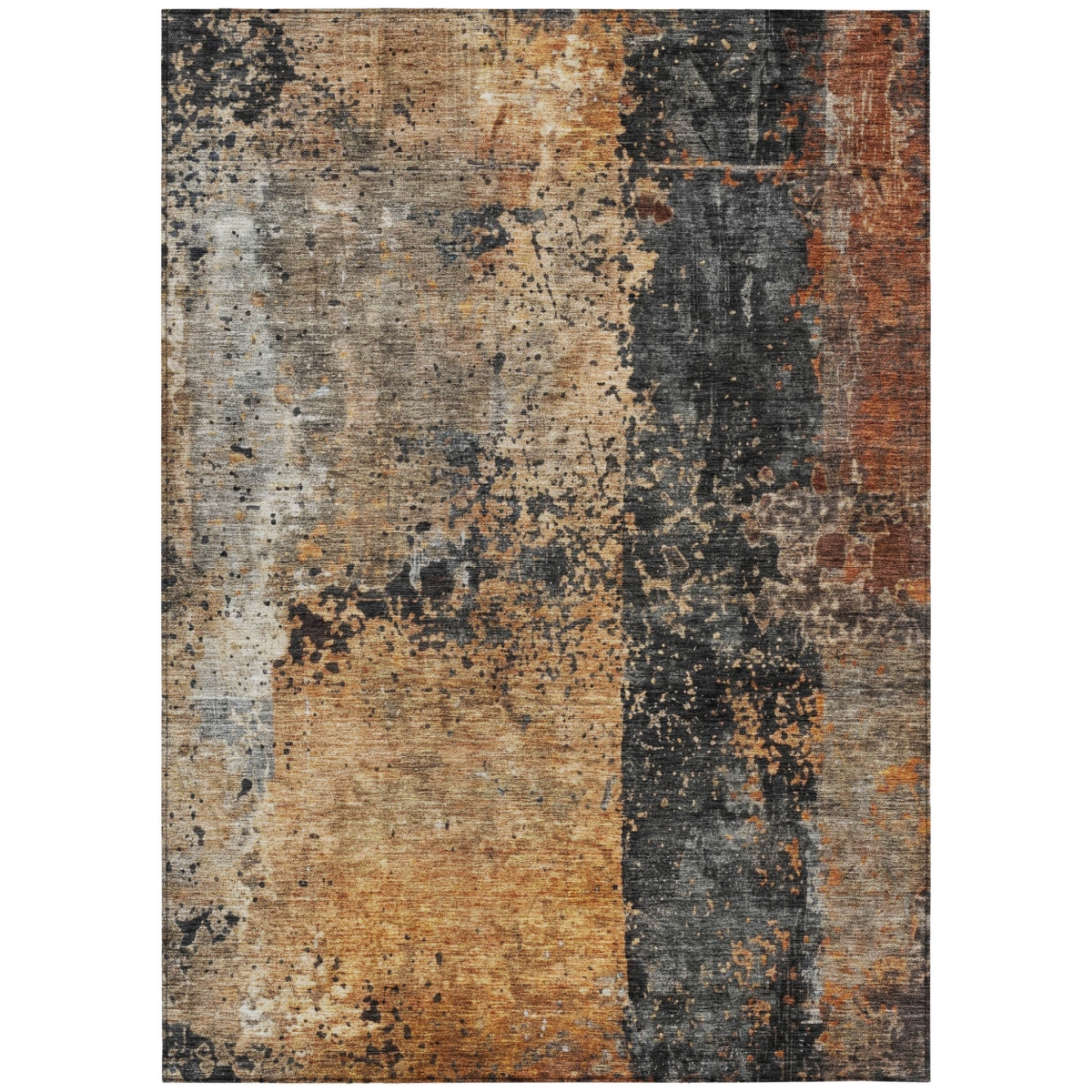 606072 9 x 12 ft. Copper & Black Abstract Washable Indoor & Outdoor Rectangle Area Rug