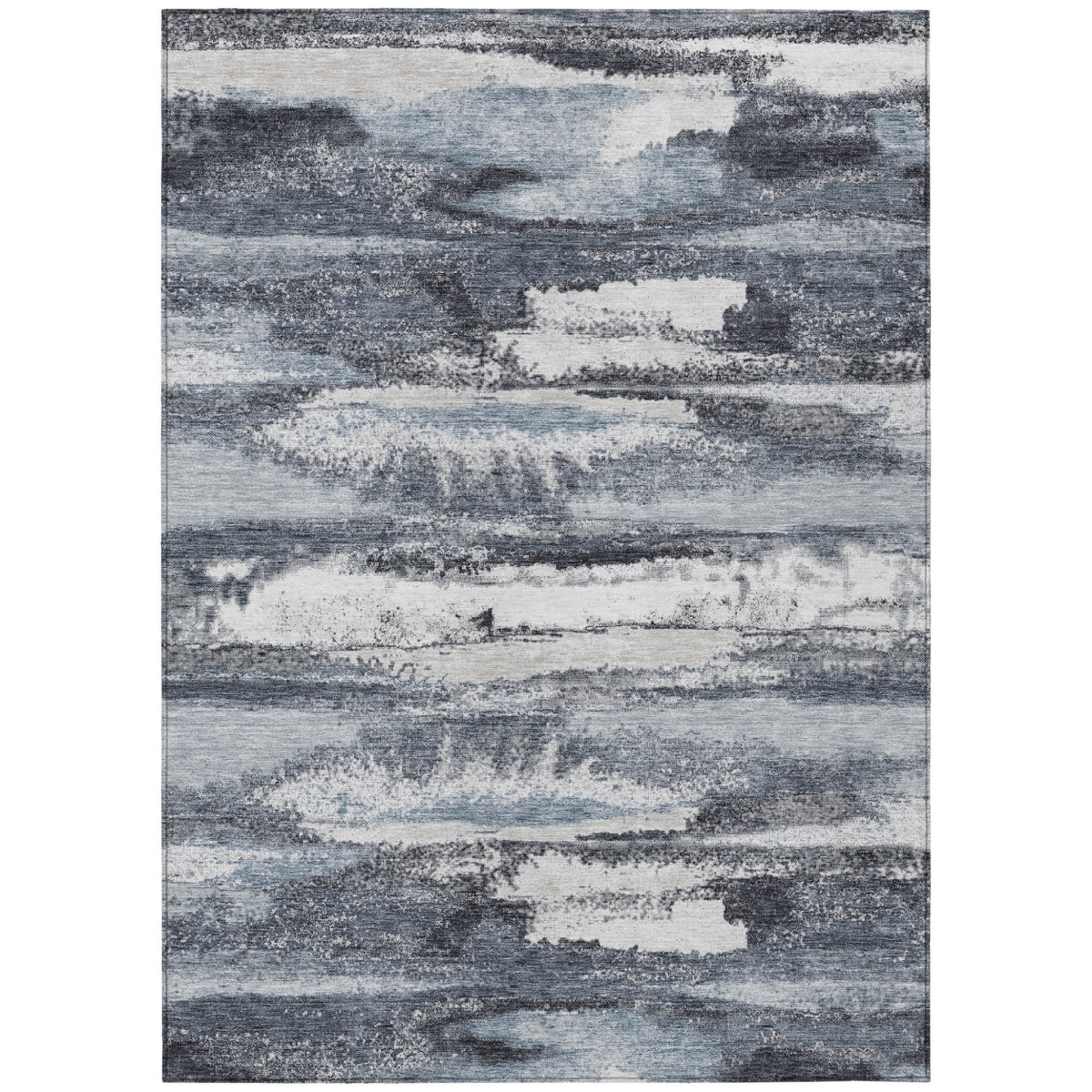 612509 3 x 5 ft. Gray & Silver Abstract Washable Indoor & Outdoor Rectangle Area Rug