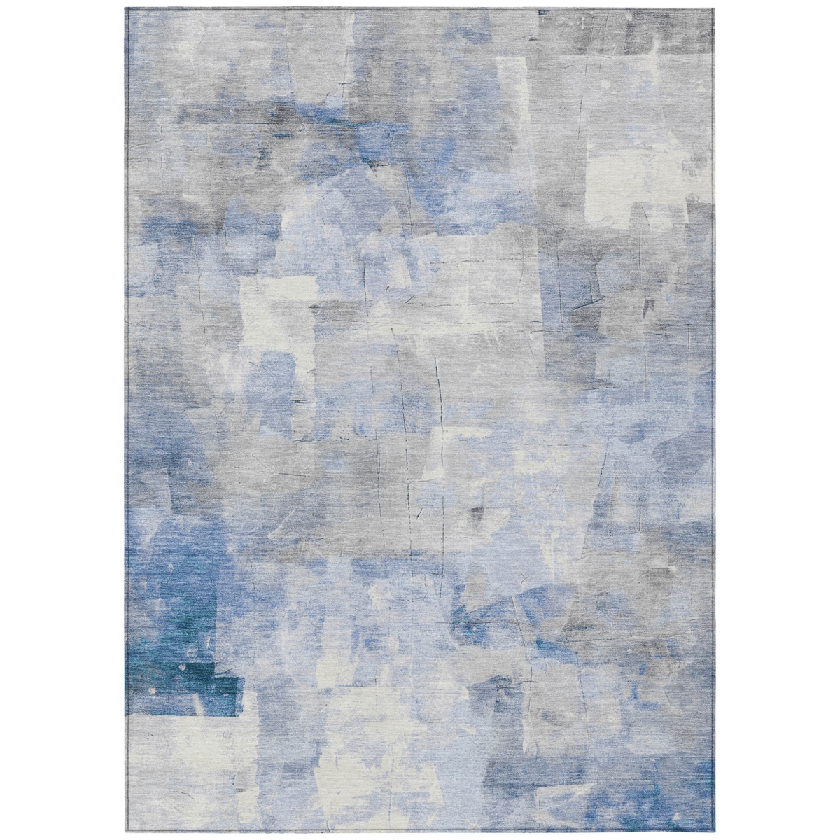 618083 5 x 8 ft. Denim Blue, Gray & Ivory Abstract Washable Indoor & Outdoor Rectangle Area Rug