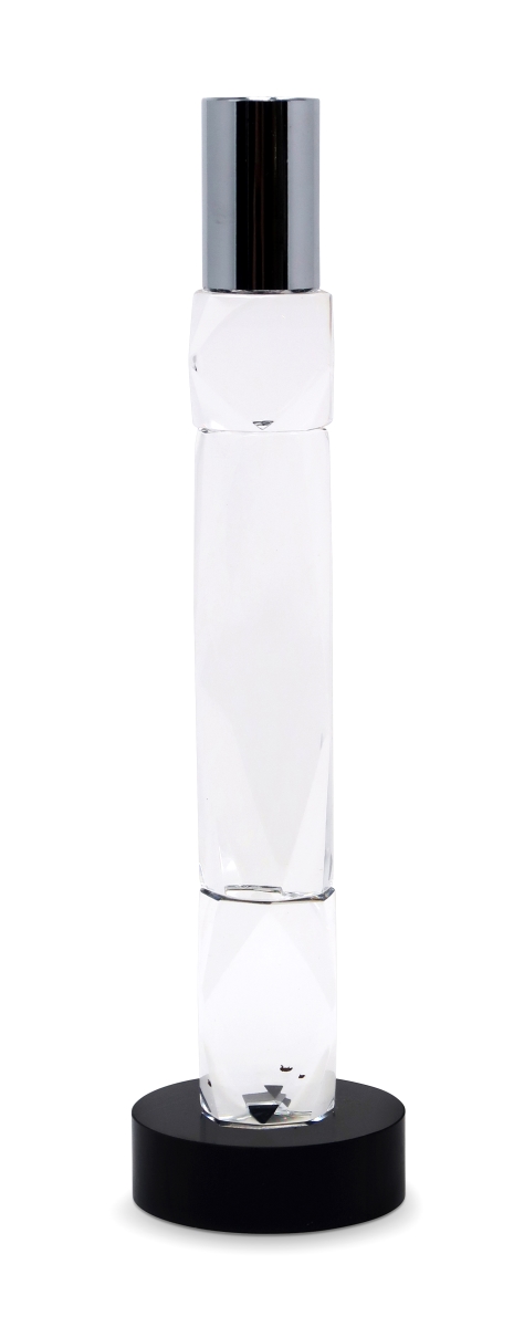 Picture of HomeRoots 590245 10 in. Silver&#44; Clear & Black Faceted Crystal Tabletop Taper Candlestick