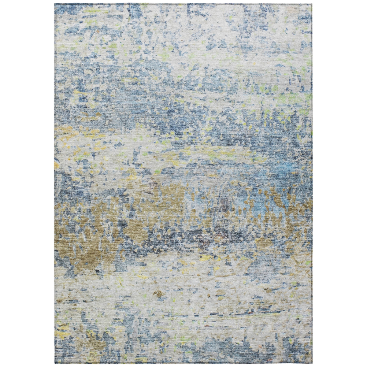 604576 10 x 14 ft. Blue, Green & Ivory Abstract Washable Indoor & Outdoor Rectangle Area Rug