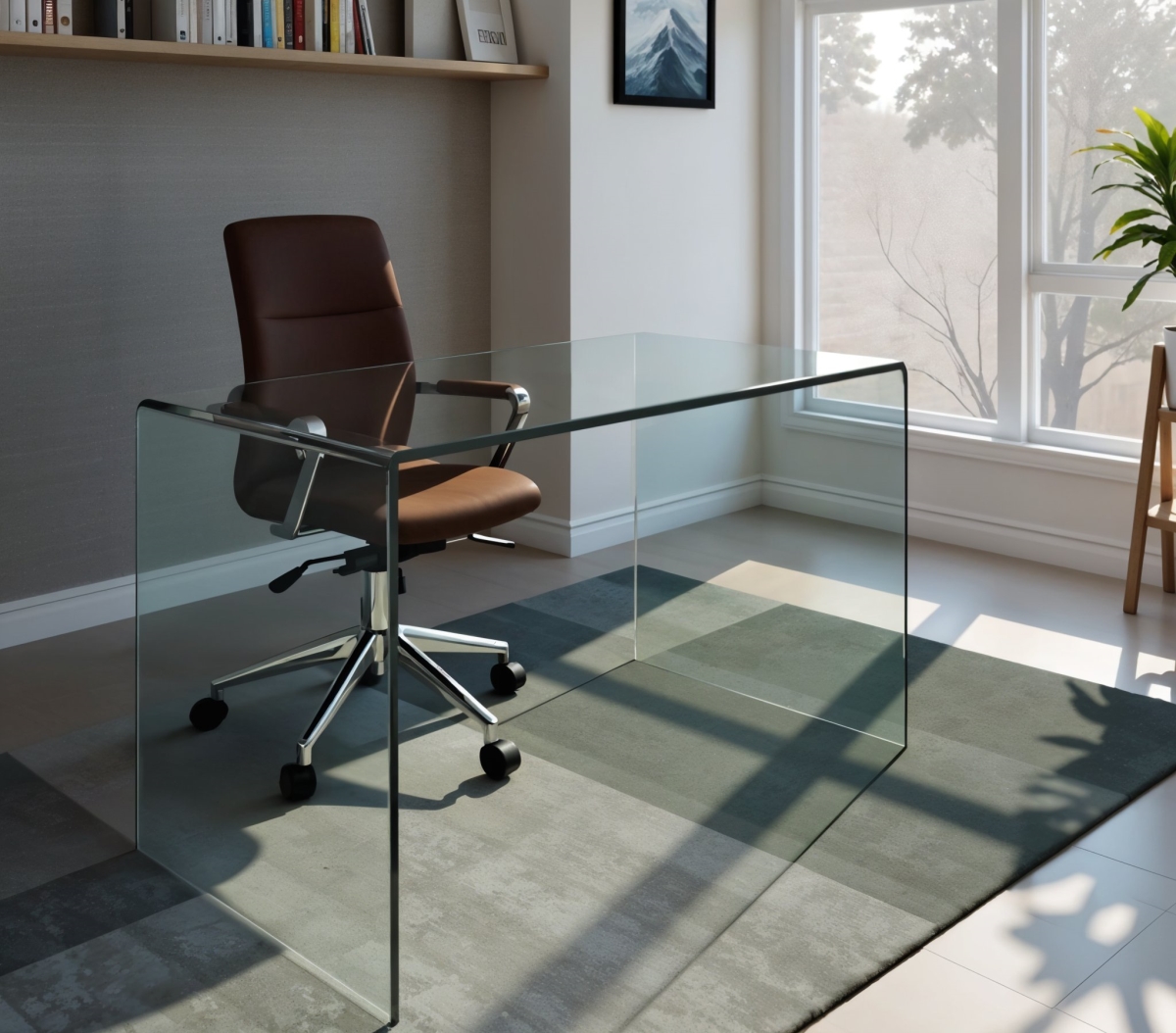 554196 43 in. Glass Computer Desk, Clear