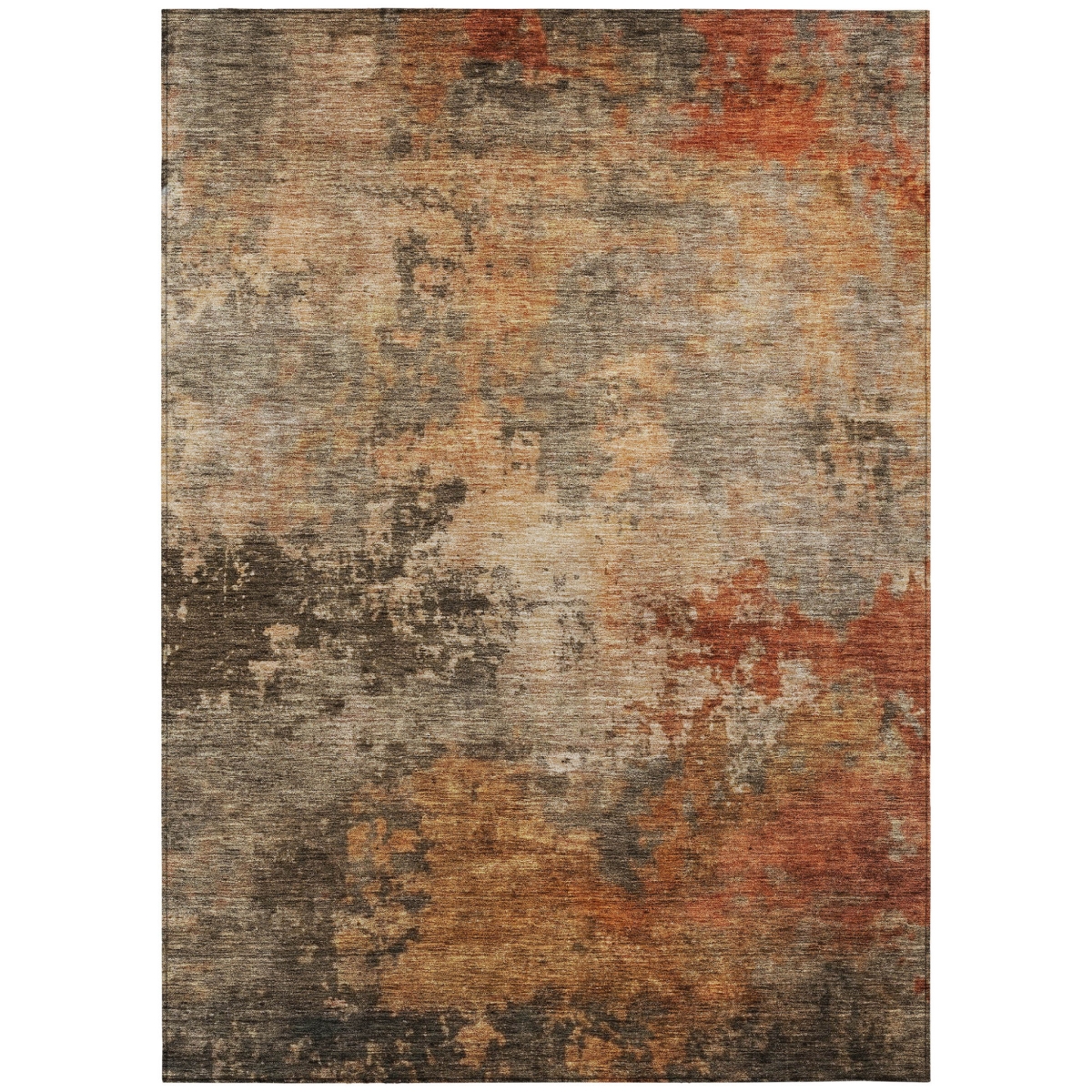 606138 9 x 12 ft. Khaki, Brown & Copper Abstract Washable Indoor & Outdoor Rectangle Area Rug