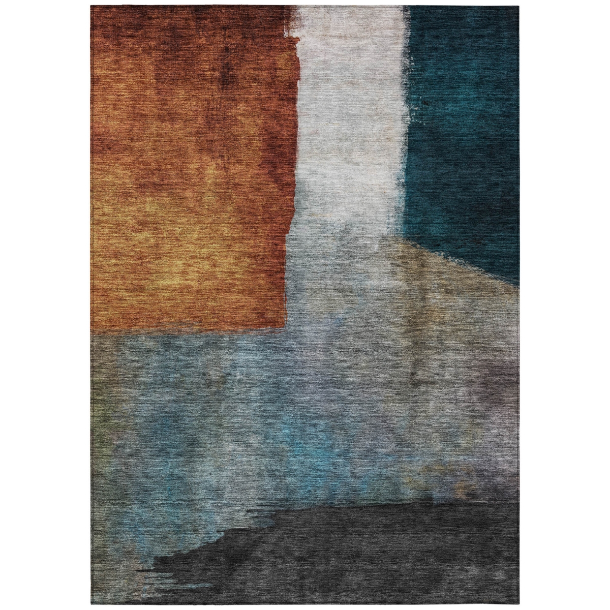 603719 3 x 5 ft. Copper, Green & Gray Abstract Washable Indoor & Outdoor Rectangle Area Rug