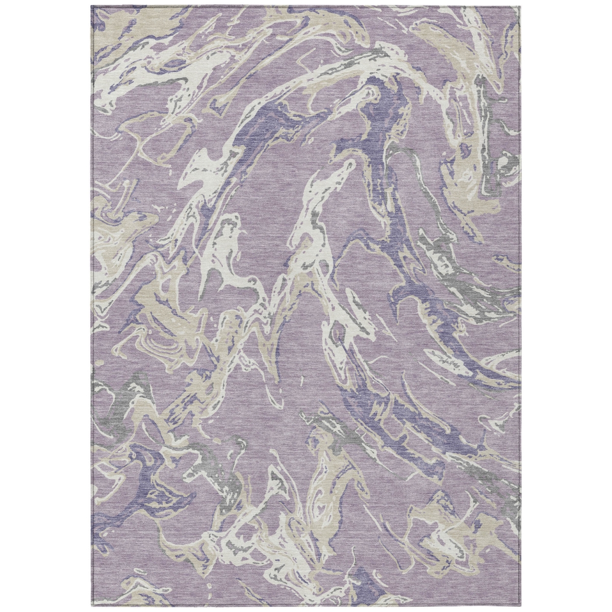 600105 8 x 10 ft. Lavender & Ivory Abstract Washable Indoor & Outdoor Rectangle Area Rug