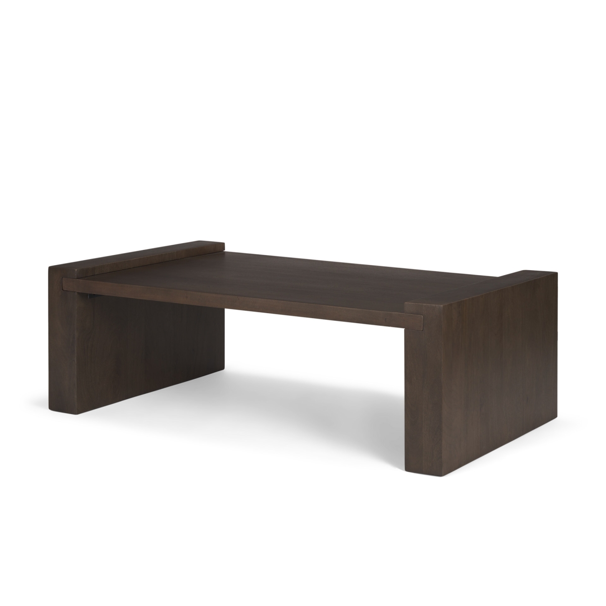 603249 48 in. Dark Brown Solid Wood Sled Coffee Table