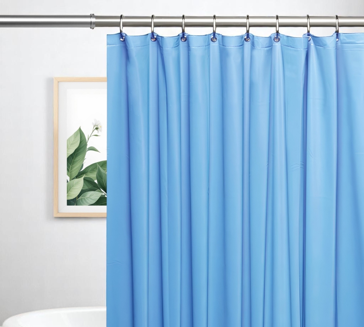 Picture of HomeRoots 548975 72 in. Sky Blue Vinyl Shower Curtain Liner