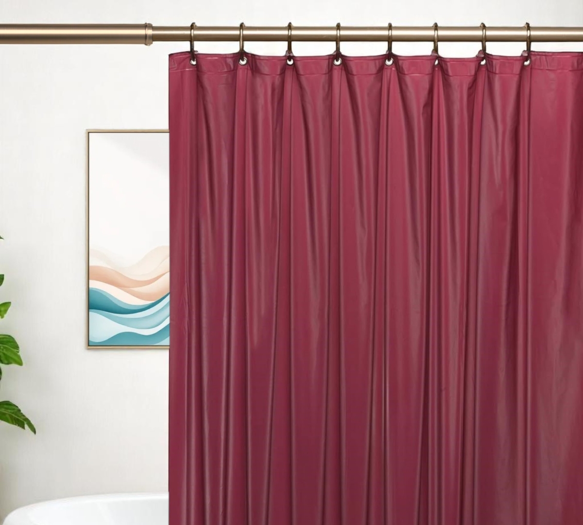 Picture of HomeRoots 548968 72 in. Burgundy Vinyl Shower Curtain Liner