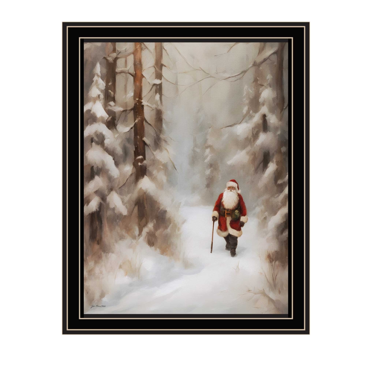 572086 Santas Winter Stroll Black Framed Wall Art