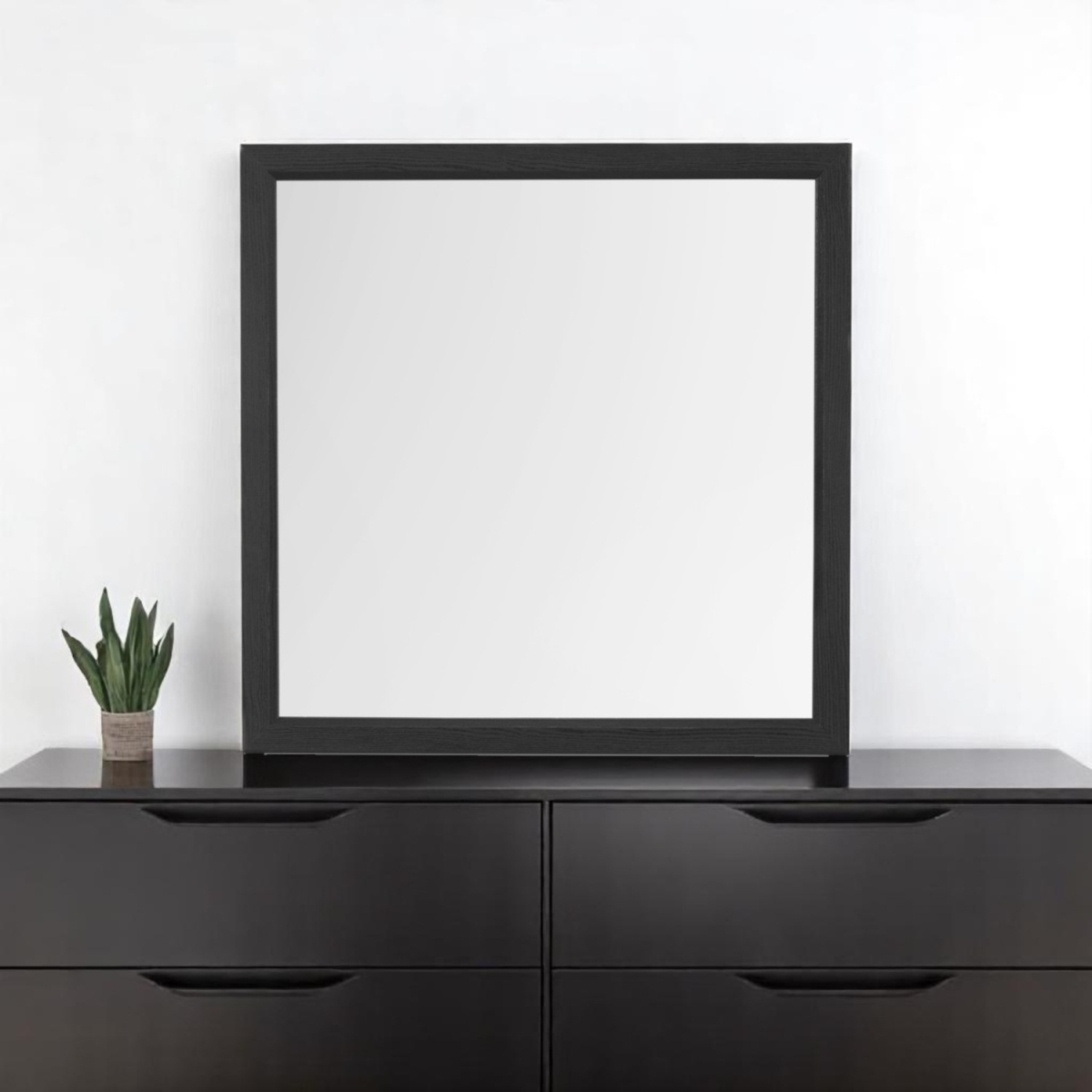 564646 40 in. Gray Square Wood Framed Accent Mirror