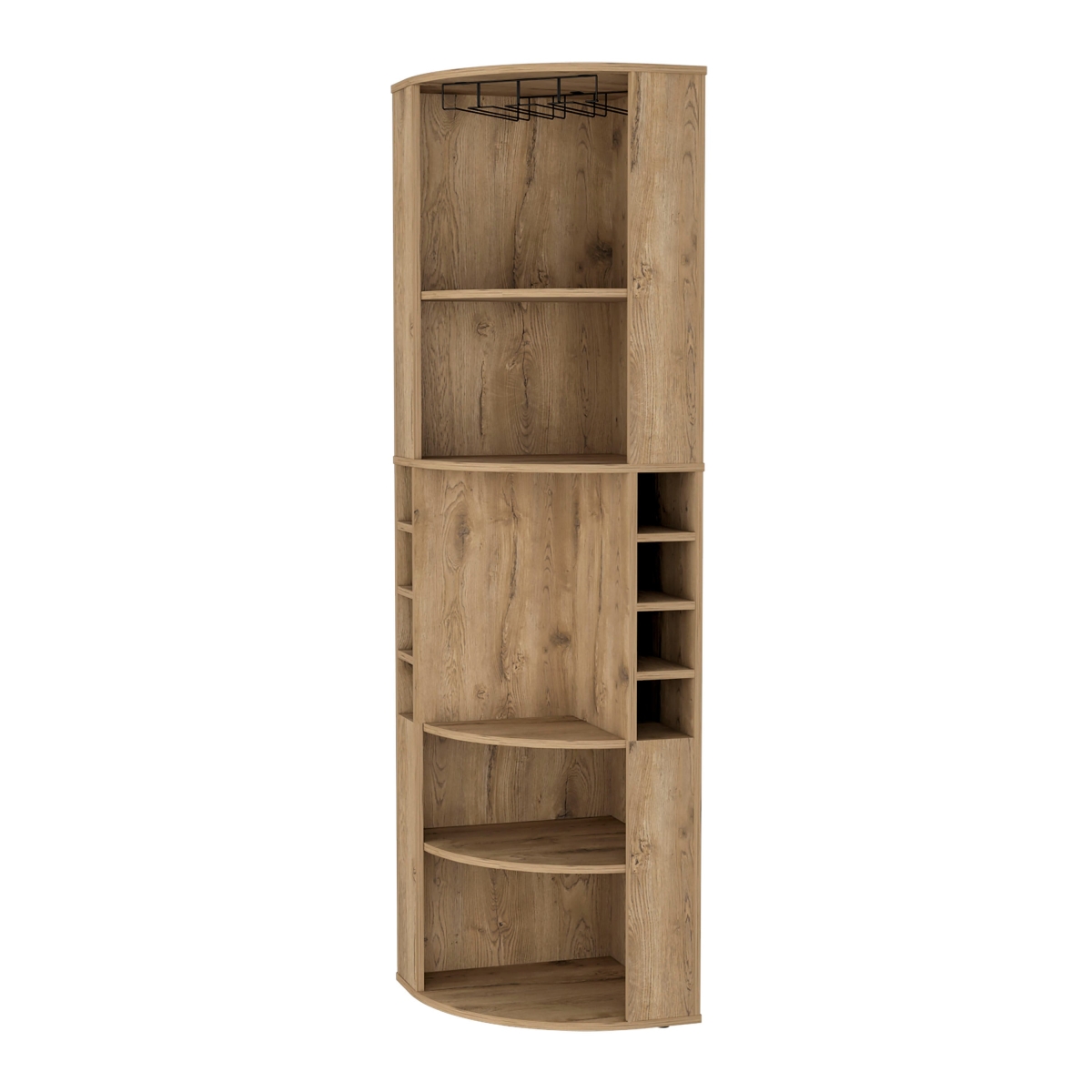 552281 71 in. Natural Wood Corner Bar Cabinet