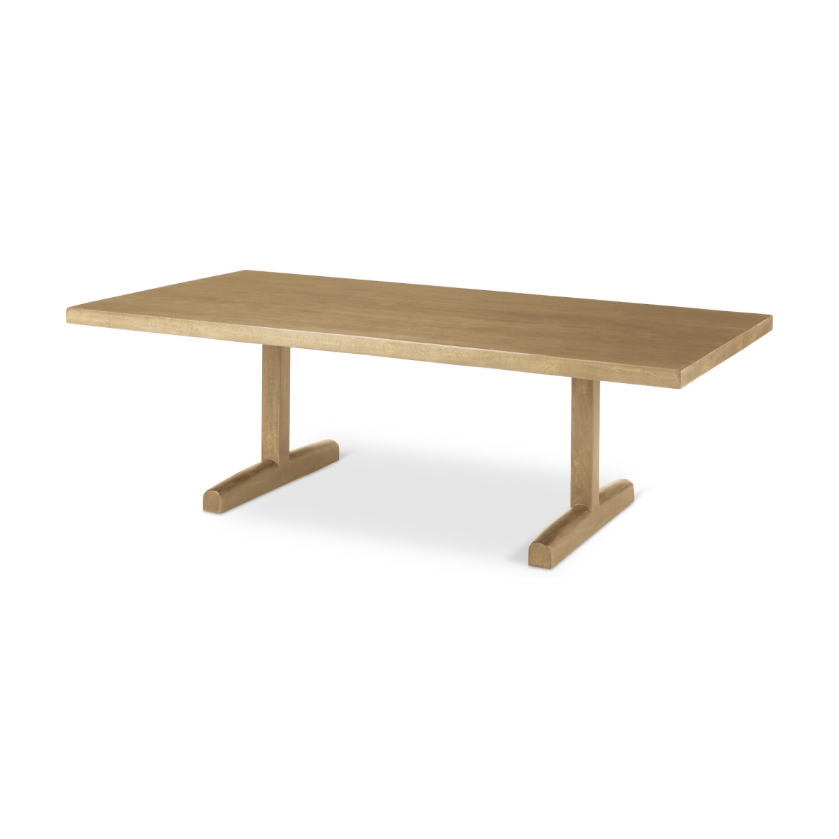 596406 55 in. Natural Solid Wood Double Pedestal Coffee Table