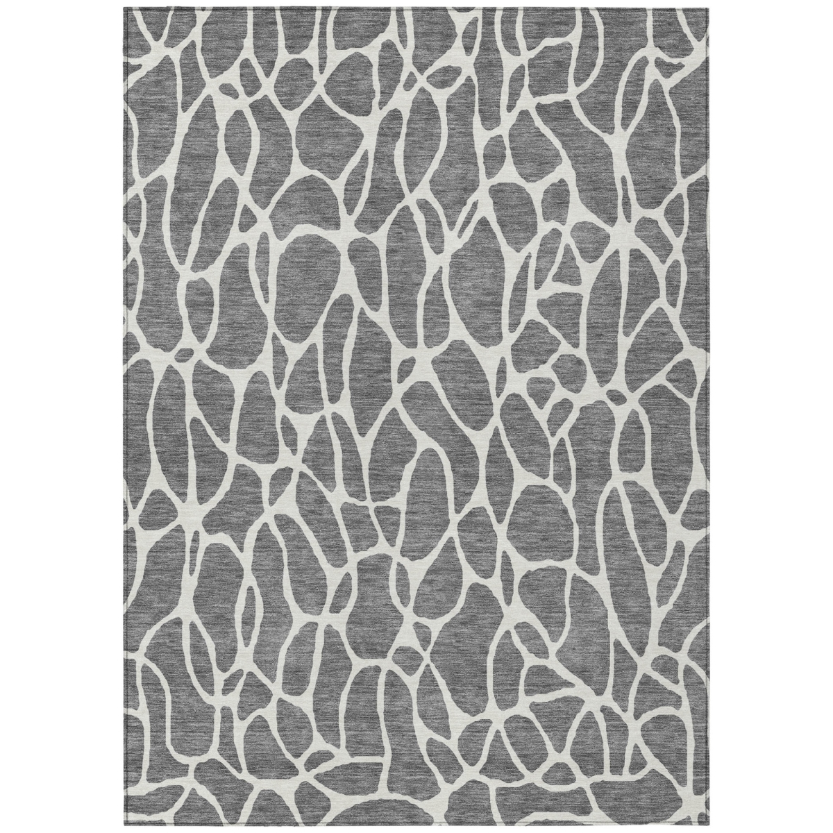 599286 3 x 5 ft. Gray & Ivory Geometric Washable Indoor & Outdoor Rectangle Area Rug