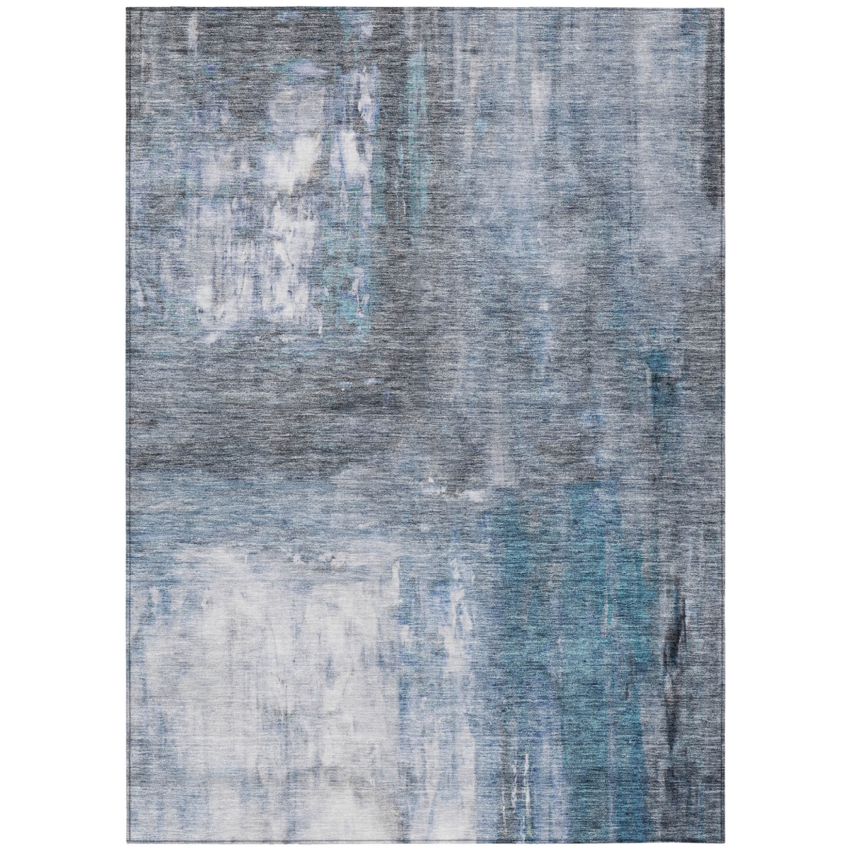 603611 3 x 5 ft. Blue, Gray & Ivory Abstract Washable Indoor & Outdoor Rectangle Area Rug