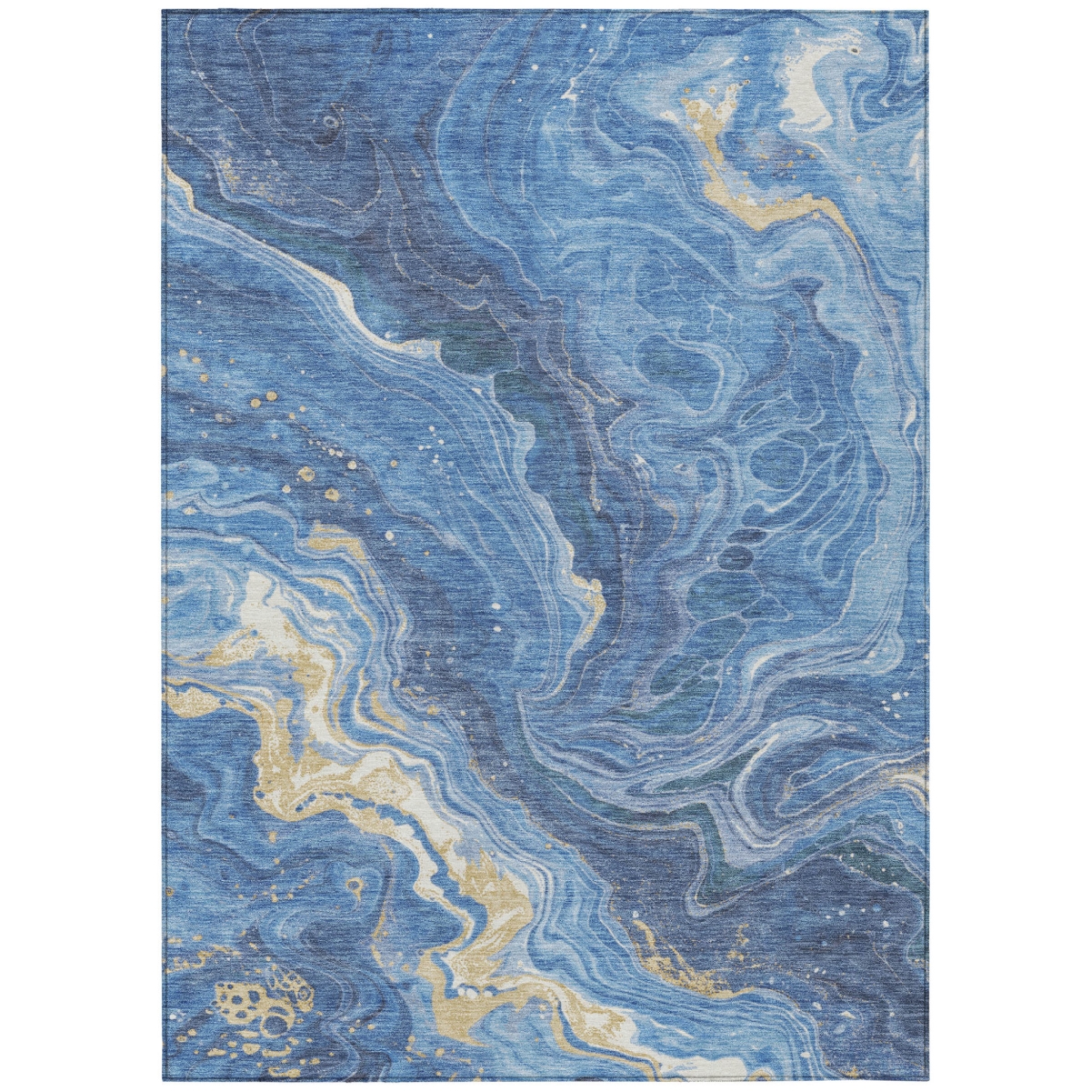 618200 9 x 12 ft. Blue, Gold & Ivory Abstract Washable Indoor & Outdoor Rectangle Area Rug