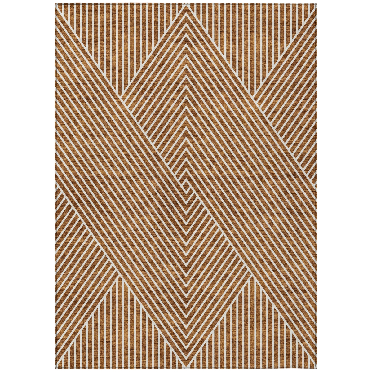 612154 3 x 5 ft. Terra Cotta & Ivory Geometric Washable Indoor & Outdoor Rectangle Area Rug