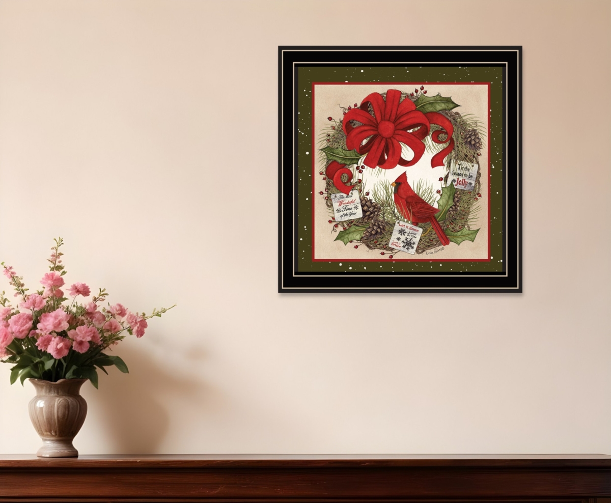 572021 Cardinal Wreath Black Framed Wall Art