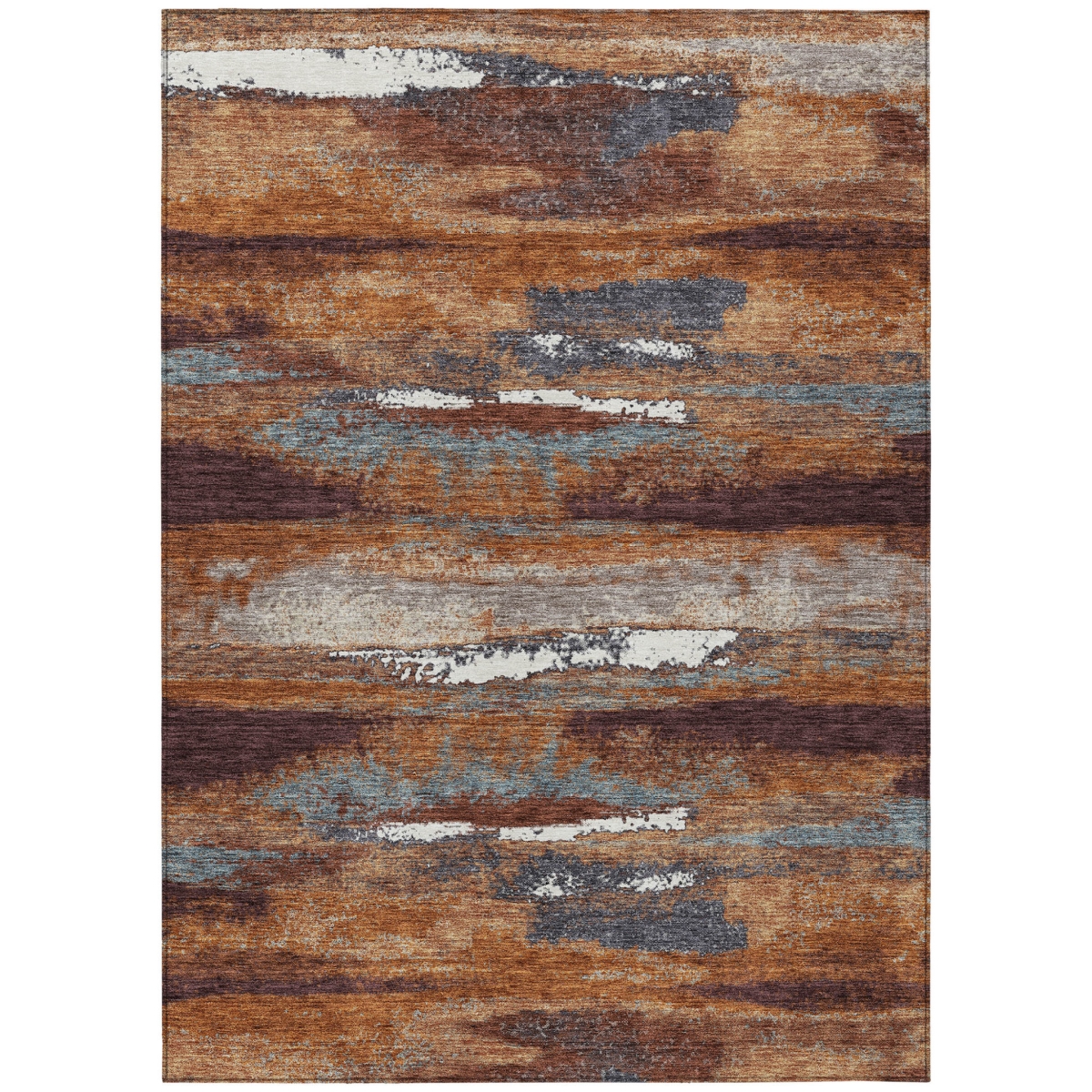 612496 10 x 14 ft. Copper, Rust & Ivory Abstract Washable Indoor & Outdoor Rectangle Area Rug