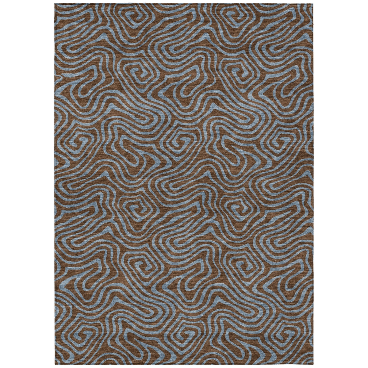 599790 3 x 5 ft. Brown & Light Blue Abstract Washable Indoor & Outdoor Rectangle Area Rug