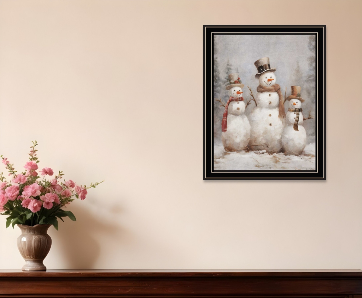 572082 Snowman Trio Black Framed Wall Art