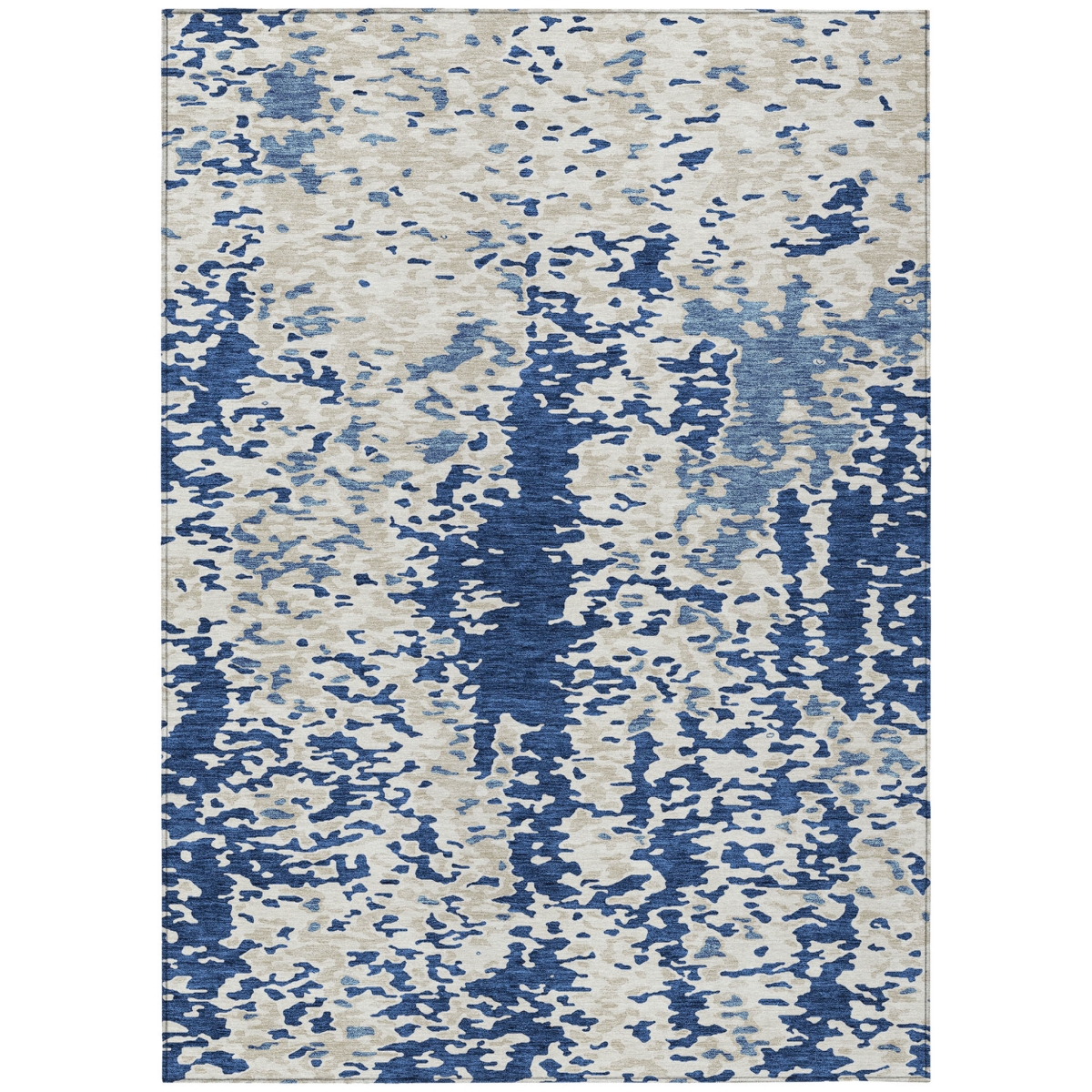 612632 8 x 10 ft. Navy Blue & Ivory Abstract Washable Indoor & Outdoor Rectangle Area Rug