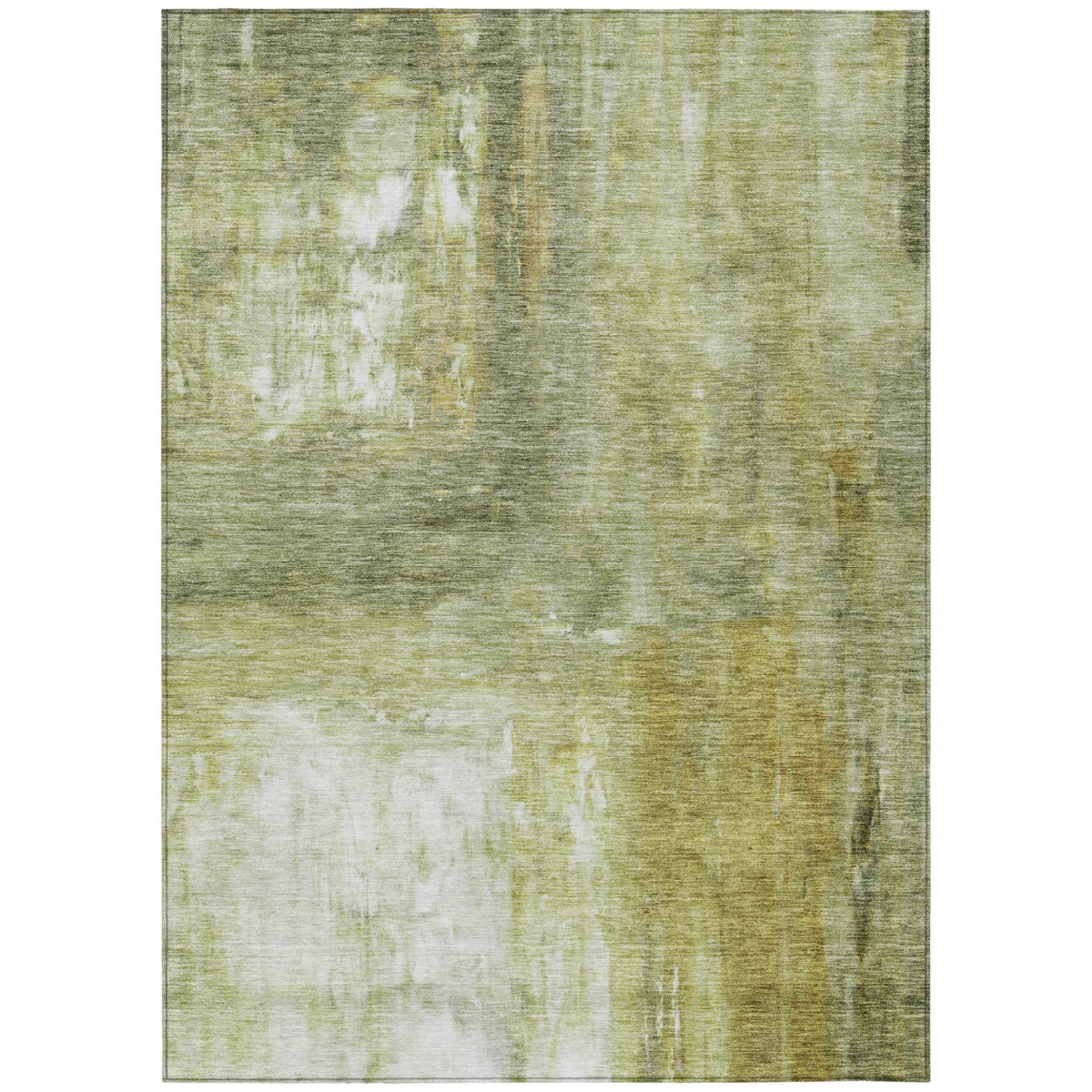 603624 5 x 8 ft. Sage, Ivory & Brown Abstract Washable Indoor & Outdoor Rectangle Area Rug
