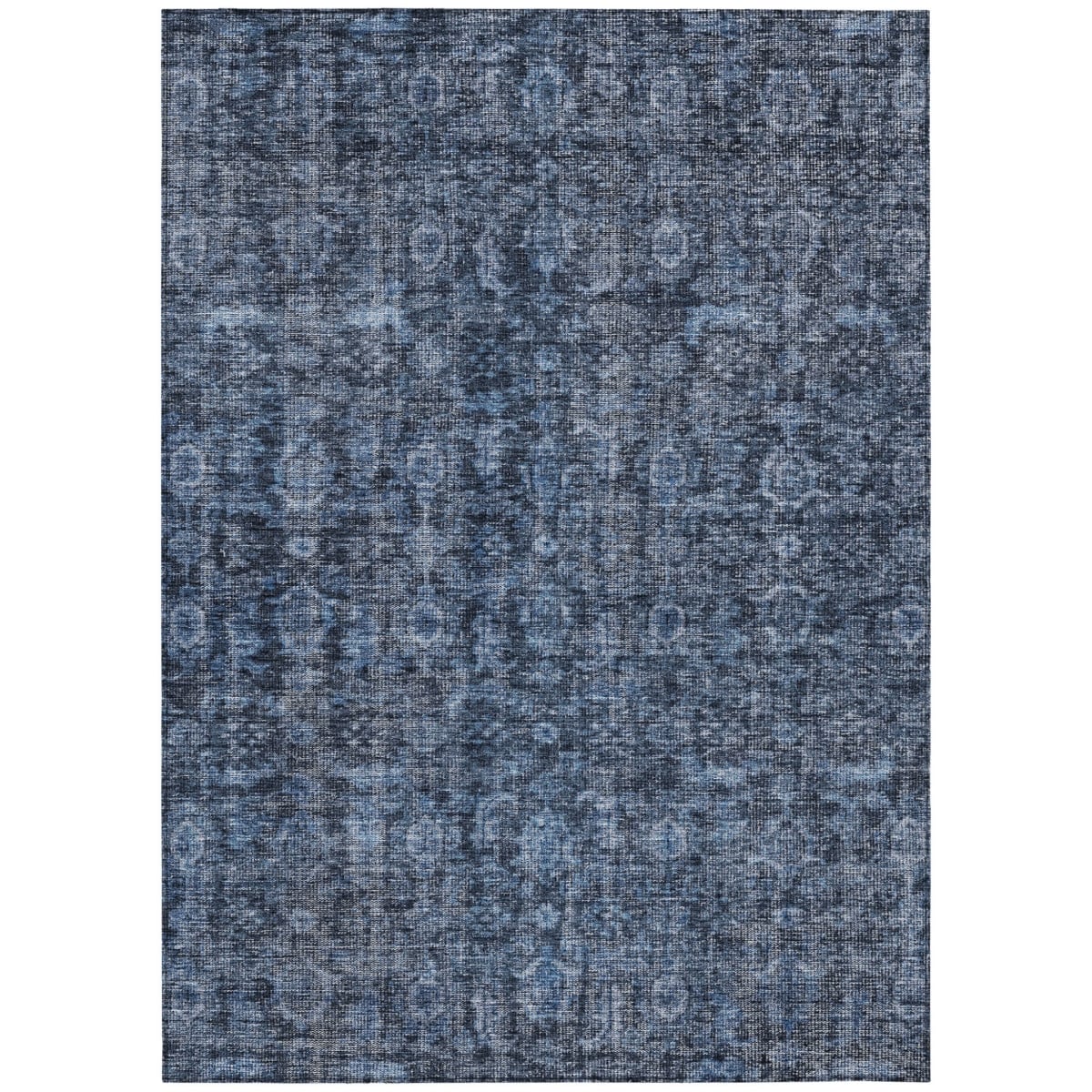 605085 3 x 5 ft. Blue & Black Damask Washable Indoor & Outdoor Rectangle Area Rug