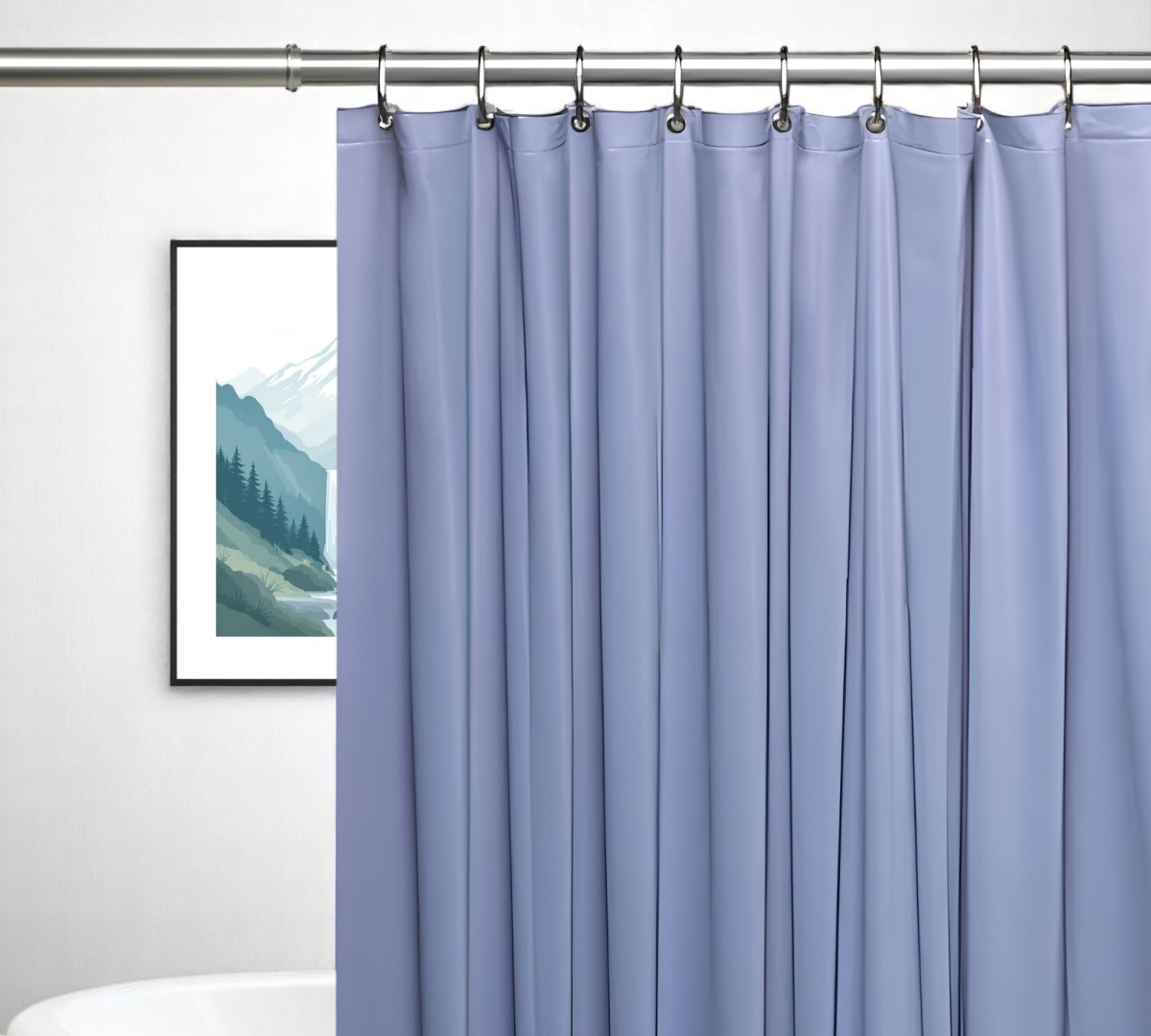 Picture of HomeRoots 548980 72 in. Blue Vinyl Shower Curtain Liner