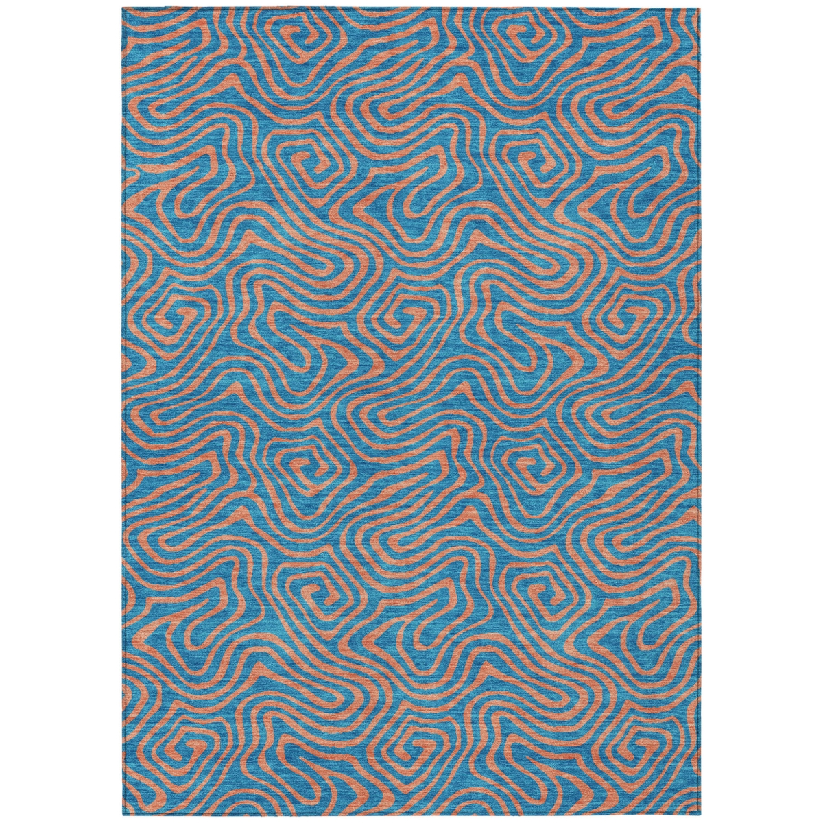 599841 8 x 10 ft. Teal Blue & Pink Abstract Washable Indoor & Outdoor Rectangle Area Rug