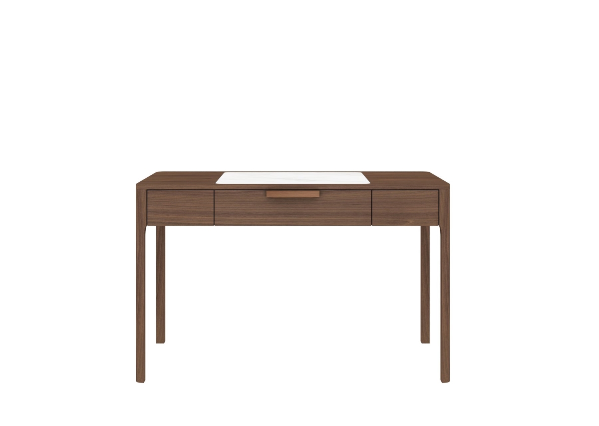 554203 47 in. White & Brown Marble & Wood Computer Desk