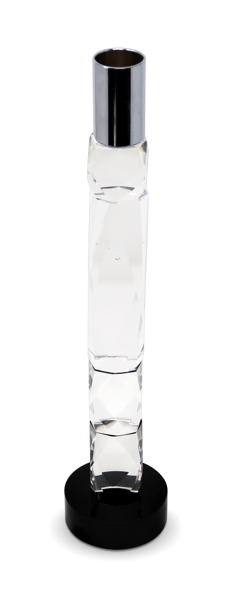 Picture of HomeRoots 590246 11 in. Silver&#44; Clear & Black Crystal Tabletop Taper Candlestick