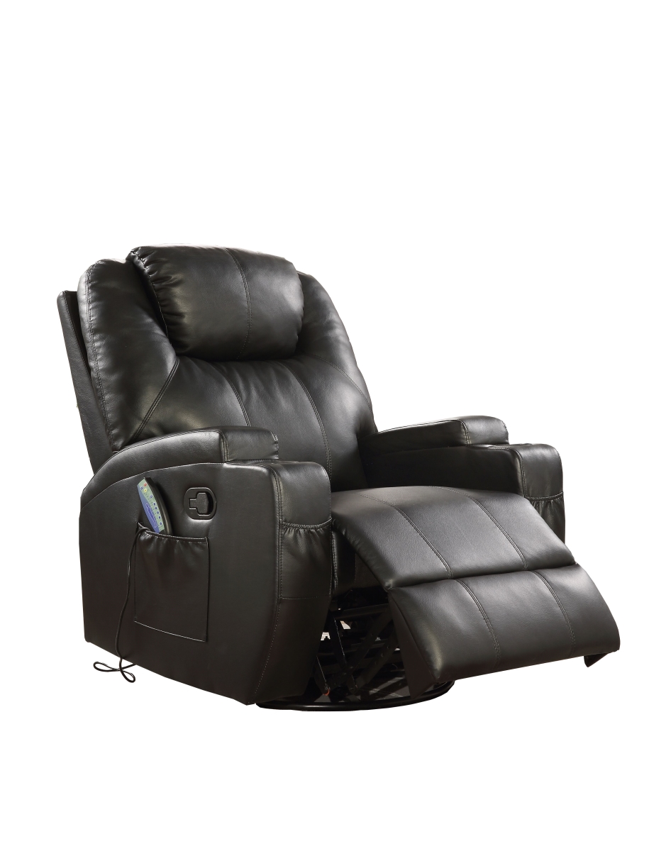 Swivel Rocker Recliner with Massage In Black Bonded Leather Match