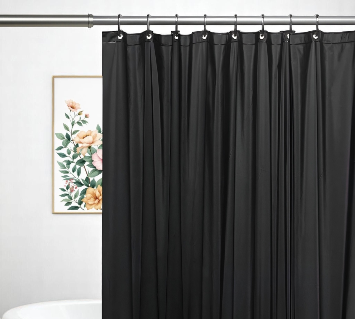 Picture of HomeRoots 548973 72 in. Black Vinyl Shower Curtain Liner