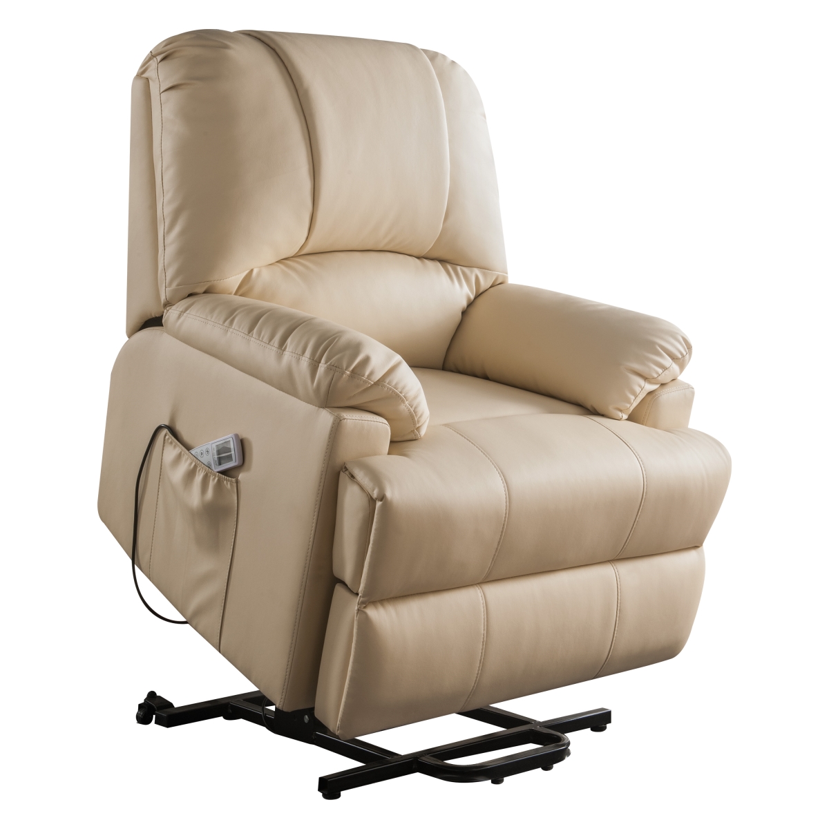 Power Lift Massage Recliner In Beige Leatherette