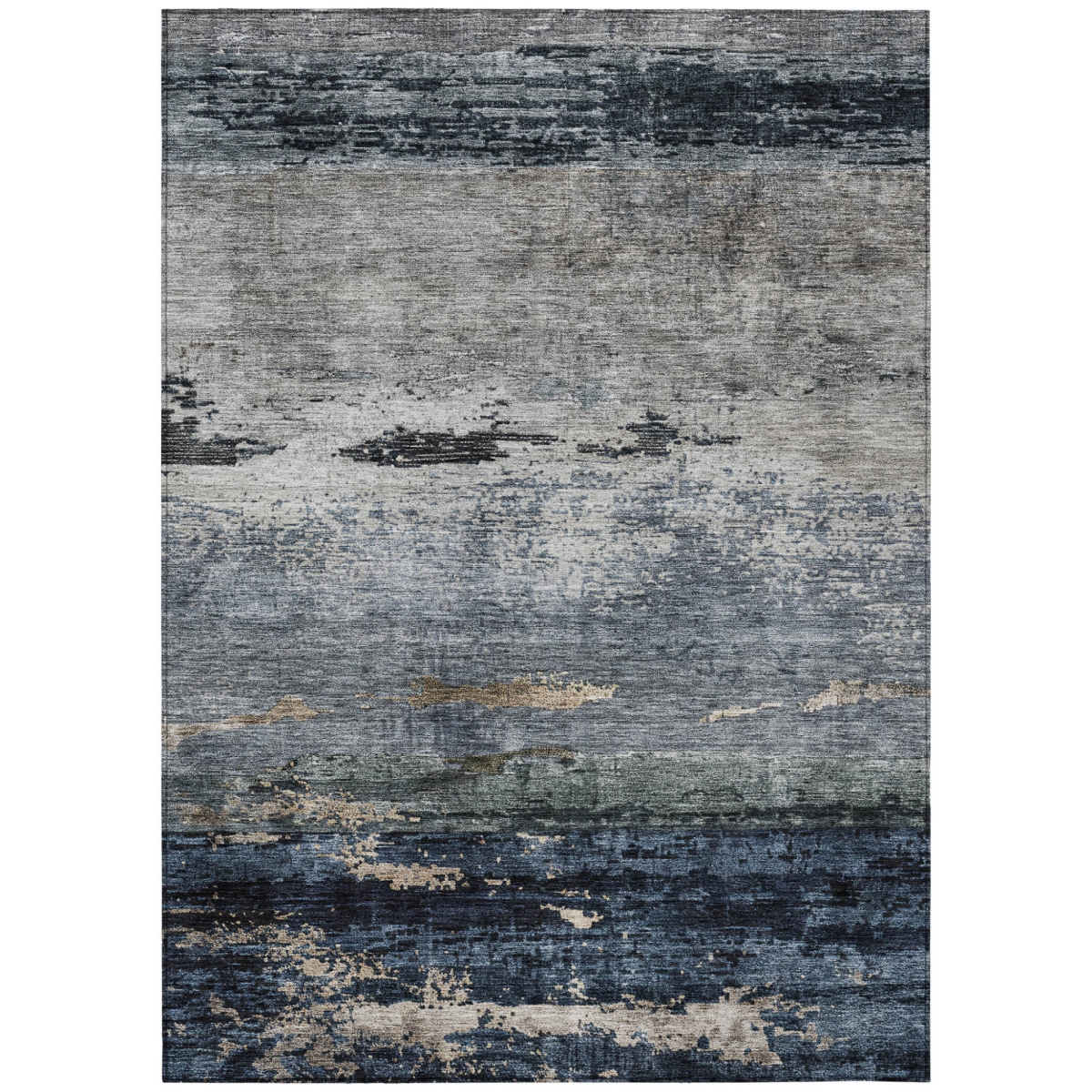 605964 8 x 10 ft. Navy Blue, Gray & Black Abstract Washable Indoor & Outdoor Rectangle Area Rug