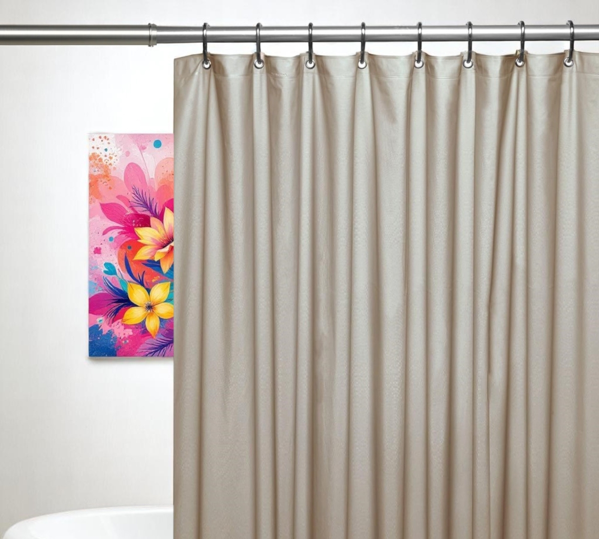 Picture of HomeRoots 548970 72 in. Silver Vinyl Shower Curtain Liner