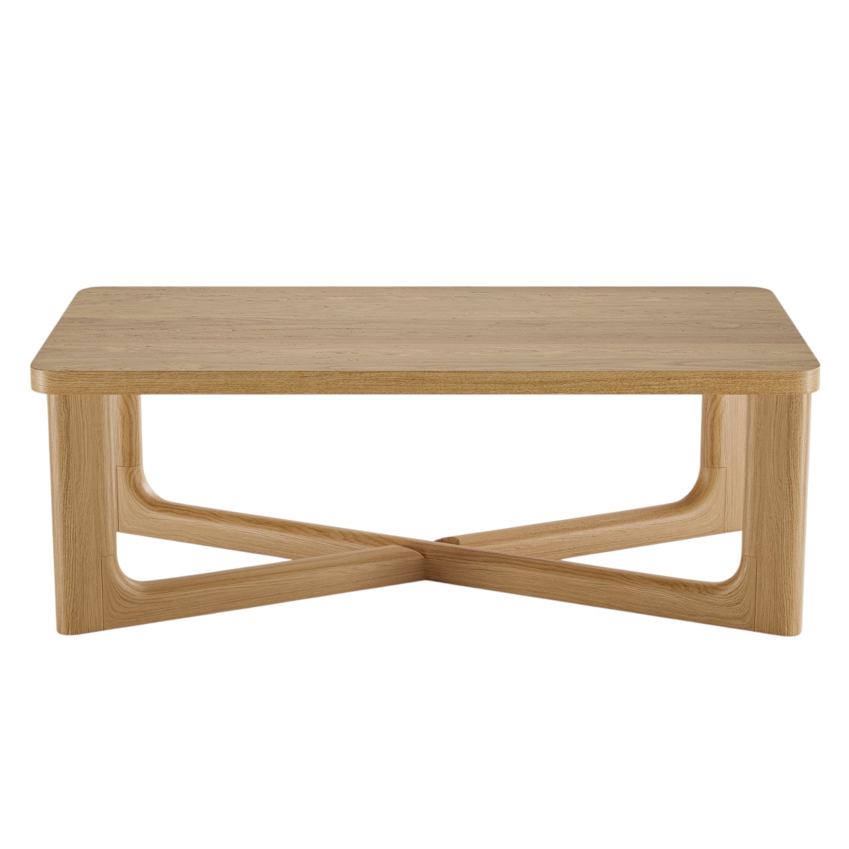 564933 50 in. Natural Solid Wood Cross Legs Coffee Table