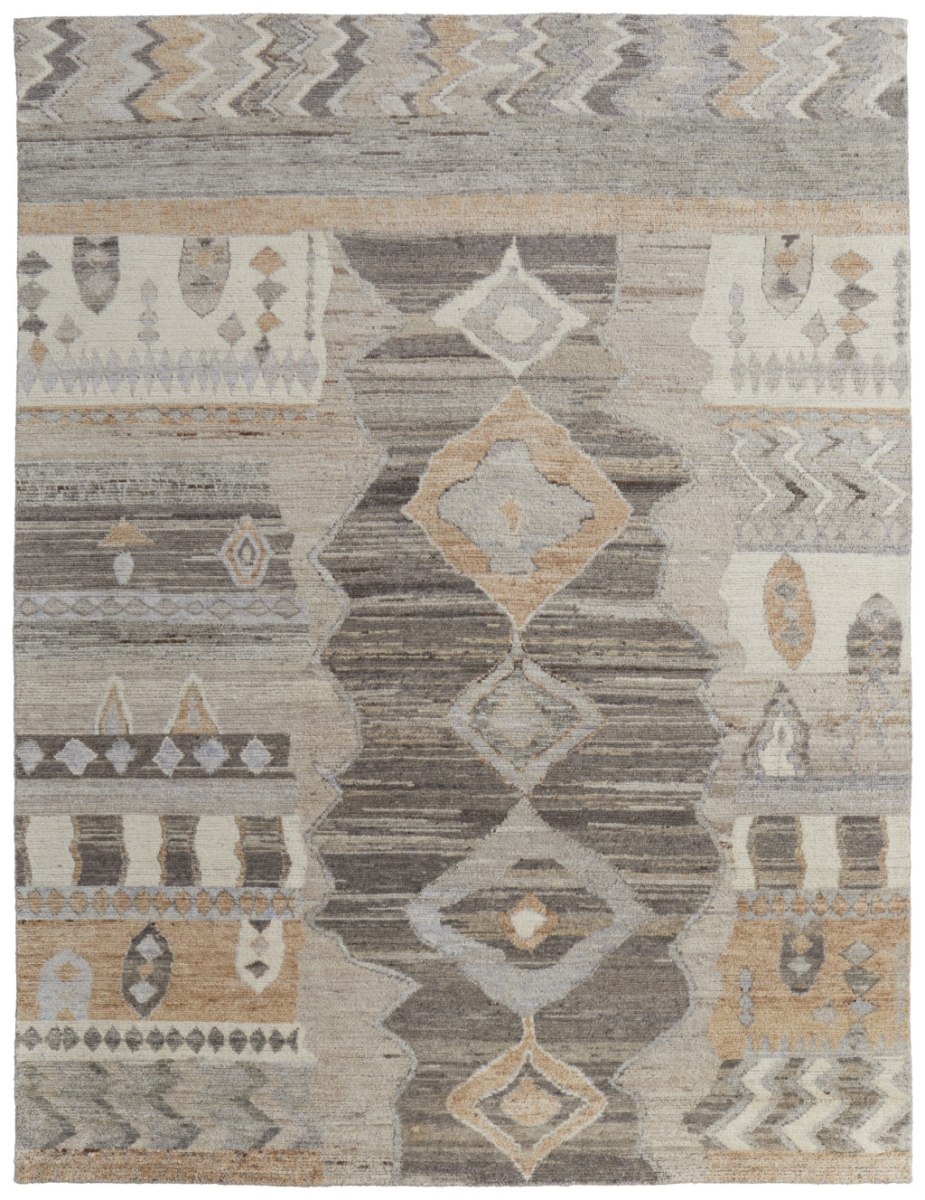 617256 2 x 3 ft. Ivory, Gray & Orange Moroccan Hand Knotted Rectangle Area Rug