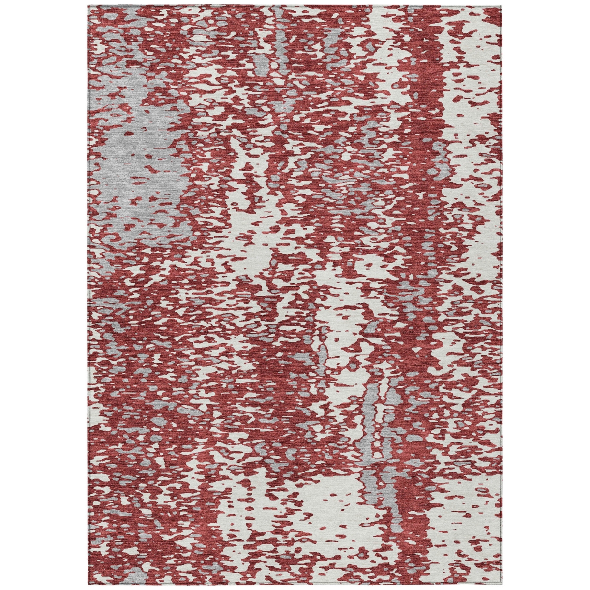 612941 3 x 5 ft. Burgundy & Ivory Abstract Washable Indoor & Outdoor Rectangle Area Rug