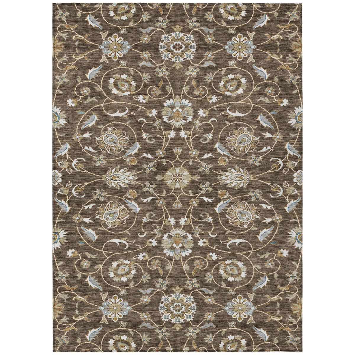 605152 5 x 8 ft. Chocolate, Ivory & Gray Moroccan Washable Indoor & Outdoor Rectangle Area Rug