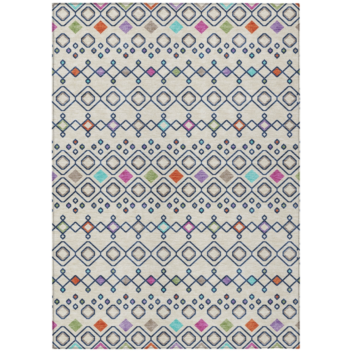 Geometric Area Rug - Pink & Orange - 3 x 5 ft - Washable & Stain Resistant