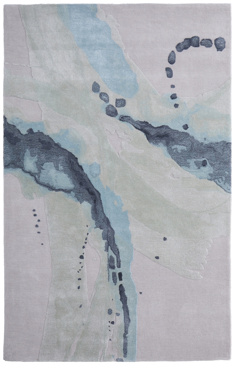 617071 5 x 8 ft. Green, Blue & Ivory Abstract Hand Tufted Rectangle Area Rug